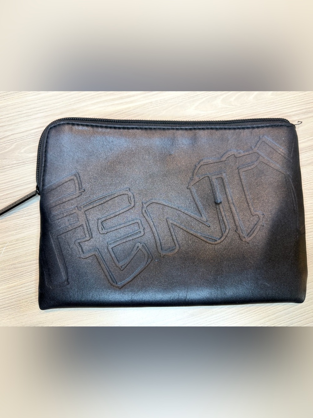 FENTY Black Leather Cosmetic Makeup‎ Zip Pouch Clutch Bag - Picture 2 of 6